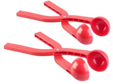 Preview: set of 2 professional snowball tongs for snowballs with Ø 7 cm, red