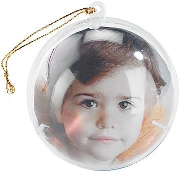 Preview: Boules de Noël Personnalisables Photo - Décoration Sapin Originale & Chaleureuse - Set de 4, Transparentes Ø 7.5cm, Photos Recto-Verso Remplaçables