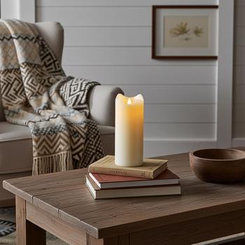 Echtwachskerze mit beweglicher LED-Flamme, 90 x 225 mm, Gr. XL