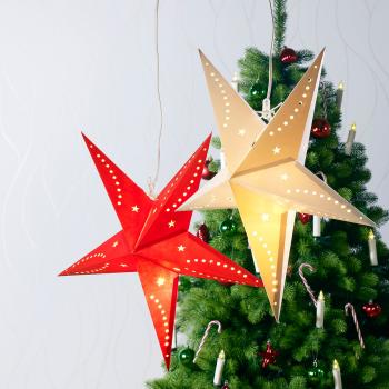 Preview: 3D Christmas star lamp, paper star, 60 cm, red