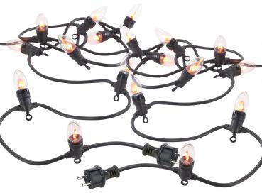Preview: set of 2 decorative fairy lights, 10 bulbs in flame optics, IP44, 4.2m