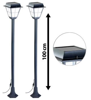 Preview: 2er-Set Hybrid Solar-LED-Wegeleuchte mit optional. Netzbetrieb