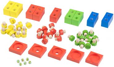 Preview: Kugelbahn-Bausatz Holz 100-teilig - Fördert Motorik, Technikwissen & Kreativität mit unendlichen Bauoptionen - Robustes Massivholz - Inkl. 6 Murmeln