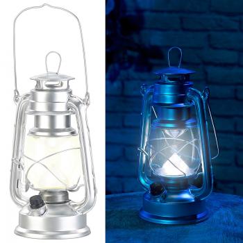 Preview: Dimmbare LED-Sturmlampe - Seefahrer-Design, ultrahell bis 200lm - 3W, tageslichtweiss, batteriebetrieben, silber - Für Camping & Terrasse