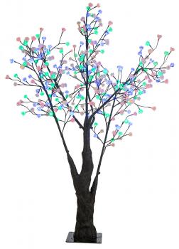 Preview: LED-Deko-Kirschbaum, 336 farbig beleuchtete Blüten, 180cm, IP44