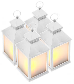 Preview: 4er Pack LED-Laterne mit Flammenspiel - Realistischer Flammeneffekt, Timer & 120h Leuchtdauer - Weiss, Kunststoff/Glas für Balkon, Terrasse, Wohnzimmer Preview: 4er Pack LED-Laterne mit Flammenspiel - Realistischer Flammeneffekt, Timer & 120h Leuchtdauer - Weiss, Kunststoff/Glas für Balkon, Terrasse, Wohnzimmer