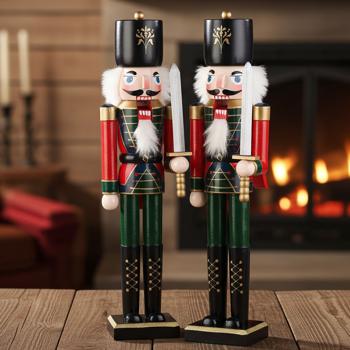 pack of 2 Hand-painted decorative nutcracker in Erzgebirge style, 48.5 cm