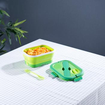 Preview: 2er-Set Thermo-Lunchbox, faltbar, elektrisch, mit Besteck, 0,8 l