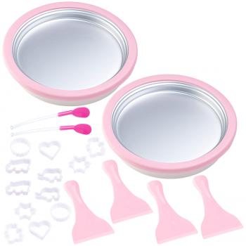 Preview: 2er-Set Eis-Teppanyaki-Platten - Ice Cream Roll Maker für leckere Eisrollen & Slush-Eis - DIY Desserts, vegan geeignet - inkl. Schaber & Förmchen