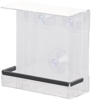 Preview: Mangiatoia per uccelli in acrilico con 2 silos di alimentazione, attacco a ventosa