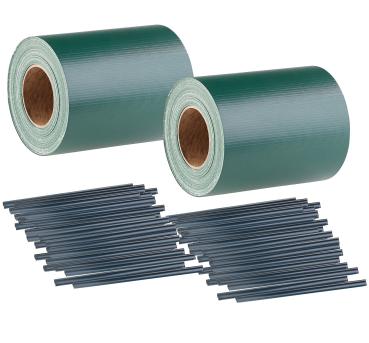 Preview: 2er-Set Sichtschutzfolie für Stabmattenzaun, 56 Klemmen, 35m x 19 cm