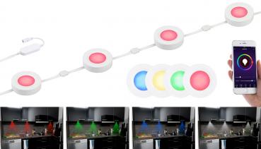 Preview: Lunartec 4 Spots LED RVBB ULA-100 Supplémentaires - Lumière d‘Ambiance Connectée Tuya/Alexa/Google Assistant - Pour Vitrine/Étagère - 3000K- 8W