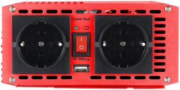 Preview: Automotive voltage converter 700 W, 2x230 V AC, 5 V USB, peak 1400W