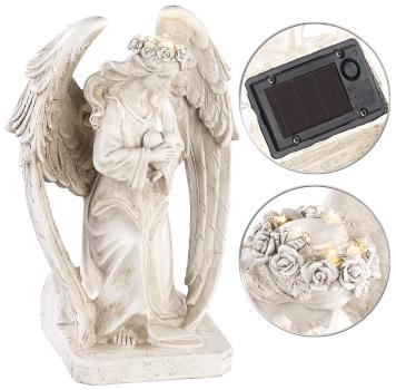 Preview: Figurine solaire à LED - Ange agenouillé, 24,5 cm