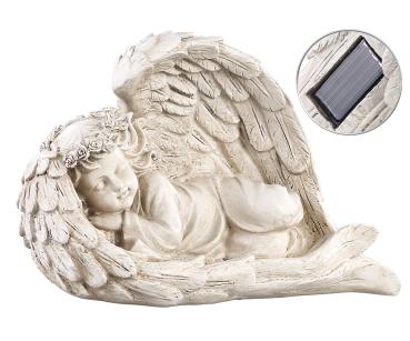 Preview: Schlafende Solar-LED-Schutzengel-Figur, 16 cm, für innen & aussen