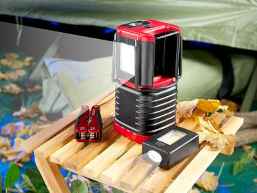Preview: 3D-Camping-Laterne CL-204.mt - 360°-Rundum-Ausleuchtung, 200 lm - mit 2 abnehmbaren Taschenlampen, IP44 spritzwassergeschützt - ideal für Camping & Garten