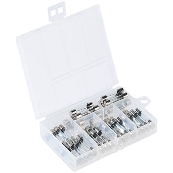Sortimentskasten Glassicherungen 6x30mm - 48-teiliges Set für Kfz-Stereoanlagen - 6 Stärken von 5A bis 30A - Robuste Glas & Zinklegierung