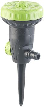 Preview: Gartensprinkler - 9 Sprüh-Einstellungen für effiziente Rasen- & Beet-Bewässerung & Abkühlung - Mit Erdspiess - Universeller Klick-Anschluss, Viereckregner