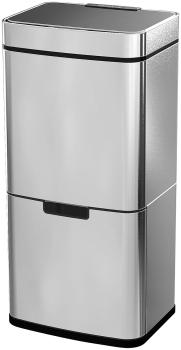 Preview: Designer waste separation system with motion sensor – 4 bins, stainless steel – 72 litres