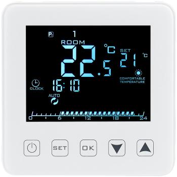 Preview: Thermostat mural pour chauffage au sol - 4 pièces - Écran LCD tactile, programmable 7j/7, 6 phases jour, 2 capteurs - Température 5-35°C