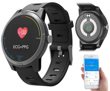 Preview: Orologio fitness con Bluetooth, visualizzazione della frequenza cardiaca e dell‘ECG, app, IP67