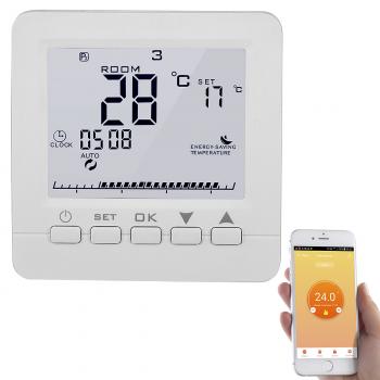 Preview: WLAN-Fussbodenheizung-Thermostat - Sprachsteuerung Siri, Alexa & Google Assistant - App-Steuerung, 6 Heizphasen, 2 Fühler, Frostschutz, Unterputz