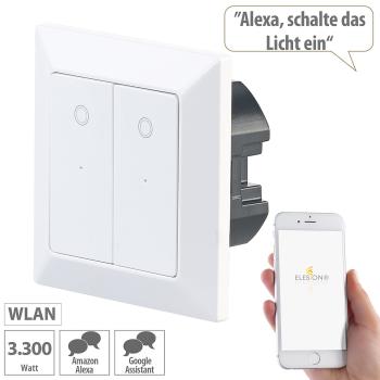 Preview: Doppel-Lichttaster mit WLAN, App, für Siri, Alexa & Google Assistant