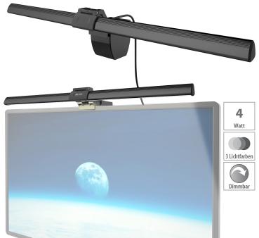 Preview: XL-USB-LED-Monitorleuchte - Blendfrei, 3 Lichtfarben, 10-stufig dimmbar - Für PC/Laptop, 40 cm, 4 W - Schützt Augen & steigert Produktivität