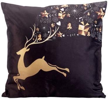 Decorative Christmas cushion "Reindeer" with LEDs, battery operated, 45 x 45 cm