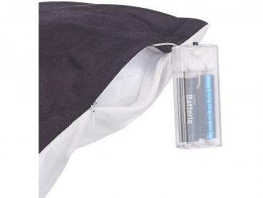 Preview: Deko-Weihnachtskissen Rentier - 8 bunt blinkende LEDs, batteriebetrieben - 45x45 cm, Polyester, waschbar - Für Sofa, Sessel & Weihnachts-Deko