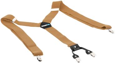 Preview: Wide suspenders, Y-shape, 4 clips, genuine leather application, beige