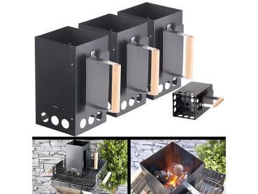 Preview: set di 3 accendifuoco per barbecue per carbone e bricchette, nero Preview: set di 3 accendifuoco per barbecue per carbone e bricchette, nero