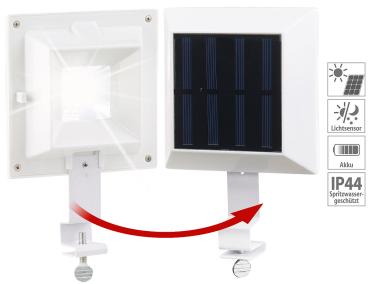 Preview: Lampe solaire Lunartec 6 LED - Pour clôture & gouttière - Détecteur obscurité - Autonomie 8h - IP44 blanc - 20 lumens