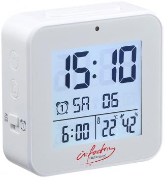 Preview: Funk-Wecker mit 2 Weckzeiten, Thermo-Hygrometer, Lichtsensor, weiss Preview: Funk-Wecker mit 2 Weckzeiten, Thermo-Hygrometer, Lichtsensor, weiss