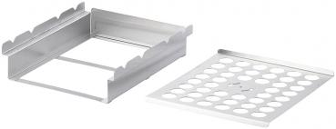 Preview: 5in1-Grill-Aufsatz Edelstahl - Hähnchen, Gemüse & Schaschlik mit 4 Spiessen - Räucherbox, Aromabehälter, Grillrost - Spülmaschinenfest 139 Z