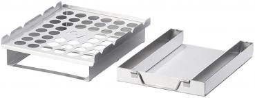 Preview: 5in1-Grill-Aufsatz Edelstahl - Hähnchen, Gemüse & Schaschlik mit 4 Spiessen - Räucherbox, Aromabehälter, Grillrost - Spülmaschinenfest 139 Z