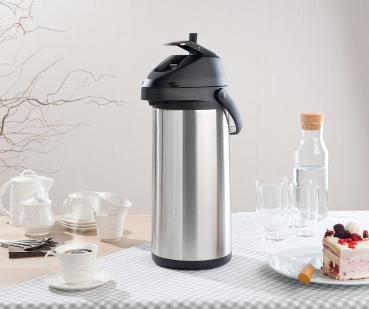 Preview: Doppelwandige Vakuum-Isolierkanne mit Pumpsystem, Edelstahl, 5 Liter