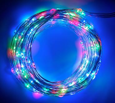 Preview: Christbaum Überwurf Lichterkette-Set - 180 bunte RGB-LEDs - 6x 3m Girlanden - Einfache Befestigung an Baumspitze - Farbwechsel Effekte