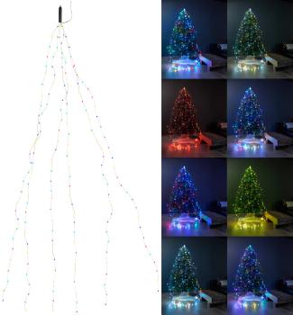 Christbaum Überwurf Lichterkette-Set - 180 bunte RGB-LEDs - 6x 3m Girlanden - Einfache Befestigung an Baumspitze - Farbwechsel Effekte