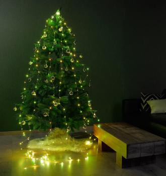 Preview: Christbaum-Überwurf-Lichterkette - 240 bunte RGB-LEDs mit Farbwechsel - 6x 4m Girlanden - Einfache Montage, Innenbereich, 6W - NX6186