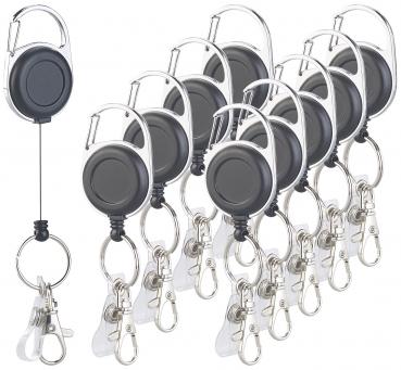 Preview: set of 10 key and ID card jojos, extra strong spring & belt clip