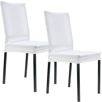 Preview: Hochwertiger Stuhlbezug in weiss, 4er-Set aus Stretch mit Lehnenbezug, OEKO-TEX Standard 100, waschbar bis 40°C, Schutz vor Abnutzung