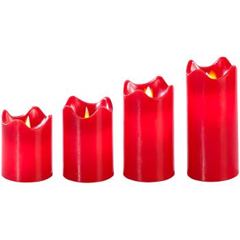 Preview: Advent wreath, silver, 4 red LED candles with moving flame
