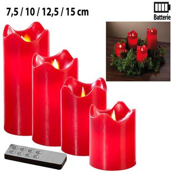 Preview: Advent wreath, silver, 4 red LED candles with moving flame