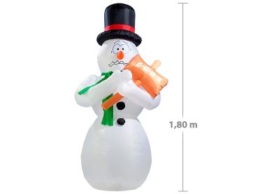 Preview: Selbstaufblasender Bibber-Schneemann 1,80 m - Advents- & Weihnachtsdekoration mit LED-Beleuchtung - IP44 - ideal für Garten & Weihnachtsmarkt