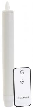 Preview: LED-Stabkerze mit beweglicherFlamme und Fernbedienung, weiß