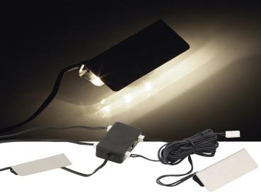 Preview: LED-Glasbodenbeleuchtung, 4 Klammern mit 12 tageslichtweissen LEDs Preview: LED-Glasbodenbeleuchtung, 4 Klammern mit 12 tageslichtweissen LEDs