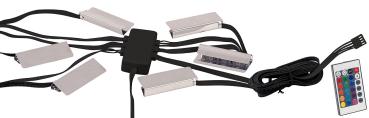 Preview: LED-Glasbodenbeleuchtung mit Fernbedienung: 6 Klammern mit 18 RGB-LEDs Preview: LED-Glasbodenbeleuchtung mit Fernbedienung: 6 Klammern mit 18 RGB-LEDs