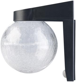 Preview: Lampe Murale Solaire LED Luminea - Verre Craquelé, Détecteur Mouvement PIR 120°/5m - Lumière Chemin Sécurisé - 200lm, IP44, Blanc Froid/Chaud