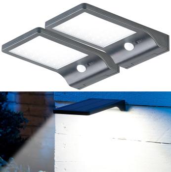 Preview: set of 2 solar LED wall lights, PIR sensor & night light, IP44, 350 lm